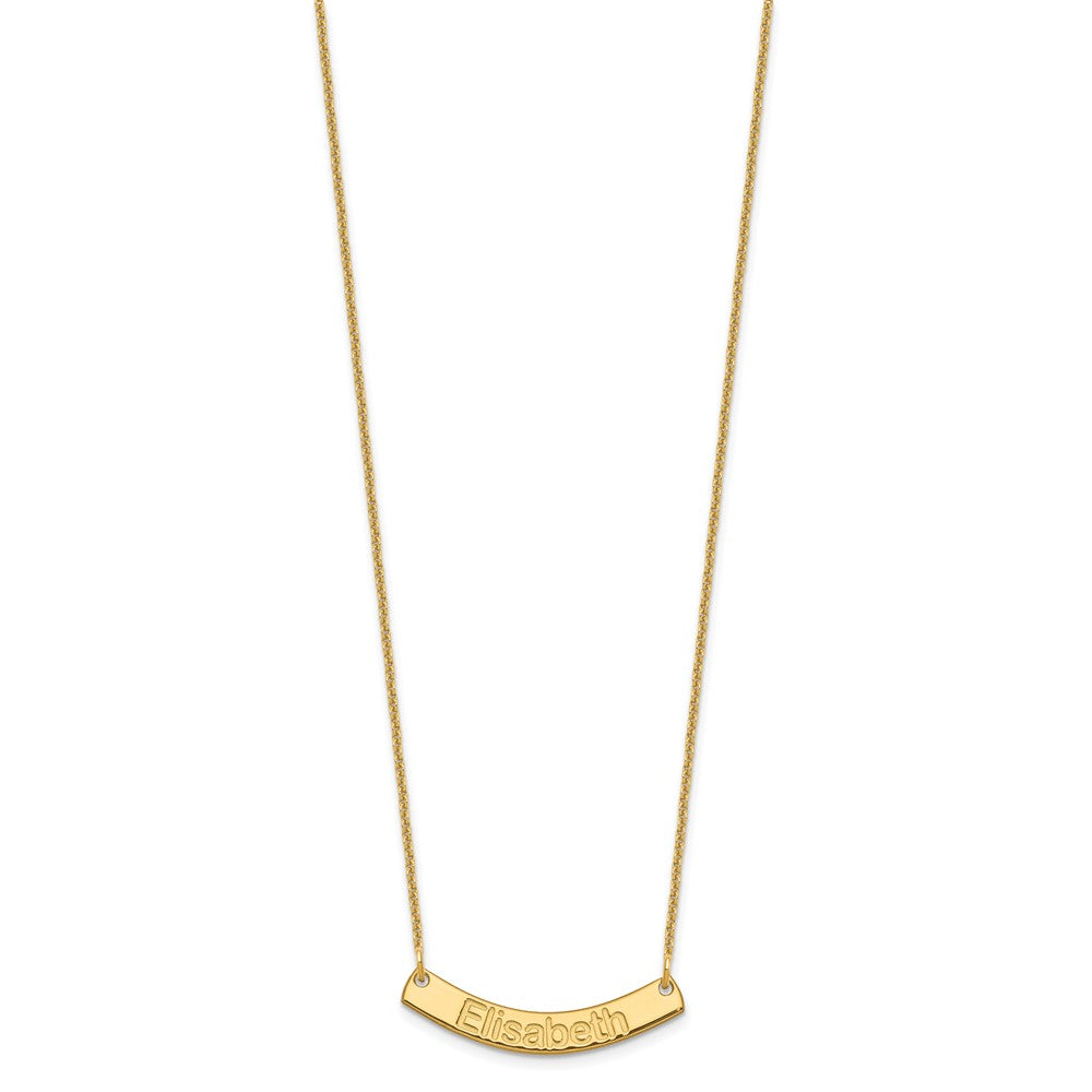 10k Yellow Gold Small ARIAL ROUNDED Curved Bar Necklace