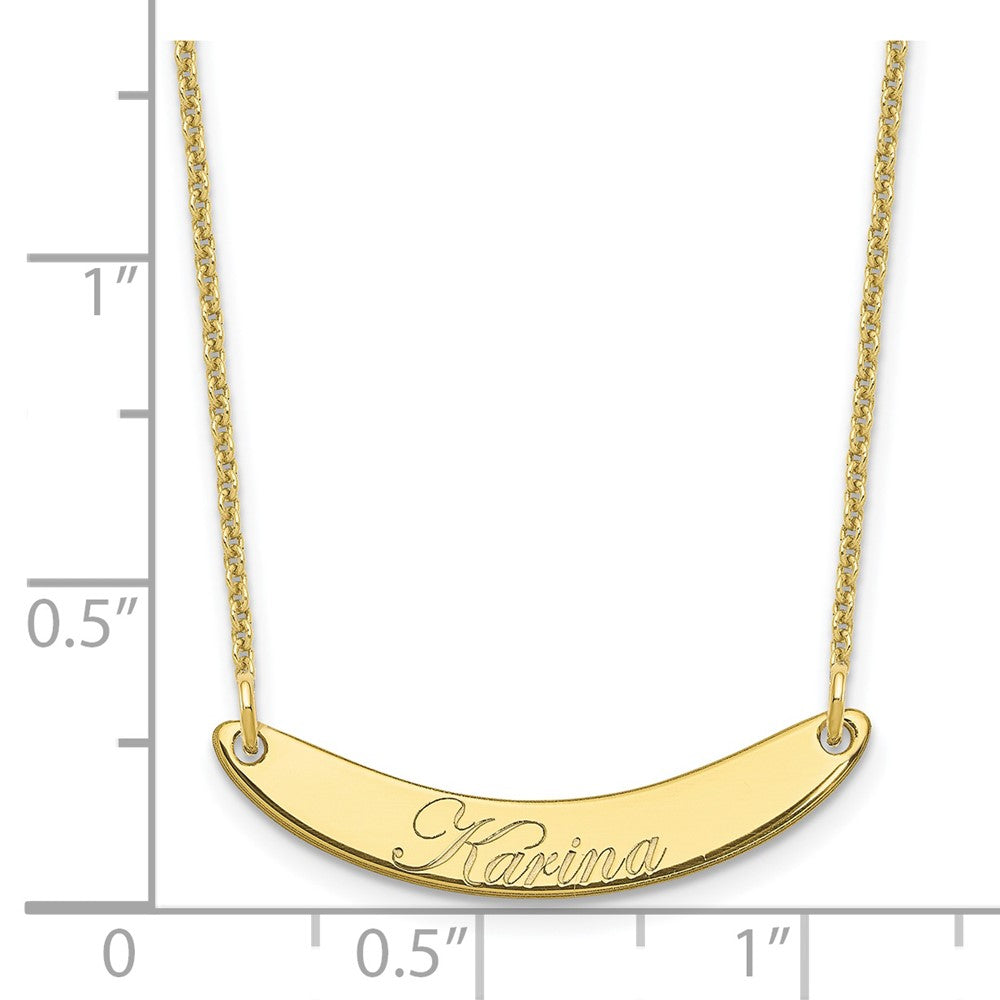 10k Yellow Gold Small EDWARDIAN SCRIPT Curved Bar Necklace