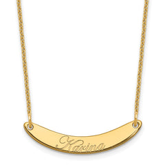 10k Yellow Gold Small EDWARDIAN SCRIPT Curved Bar Necklace - 2