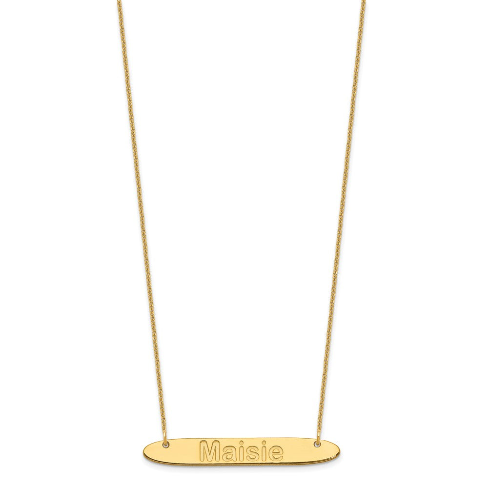 10K Medium Polished Oblong Arial Rounded Bar Necklace