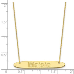 10K Medium Polished Oblong Arial Rounded Bar Necklace