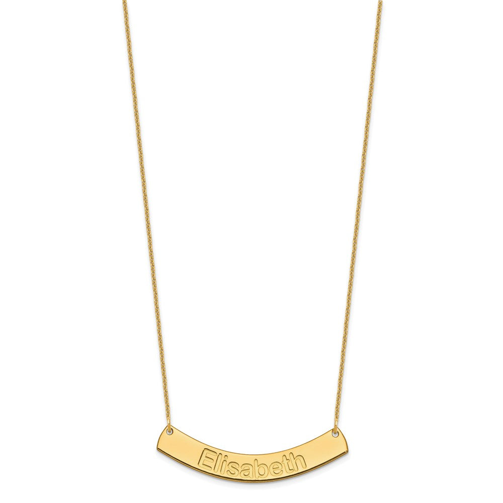 10k Yellow Gold Medium ARIAL ROUNDED Curved Bar Necklace