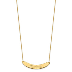 10k Yellow Gold Medium ARIAL ROUNDED Curved Bar Necklace