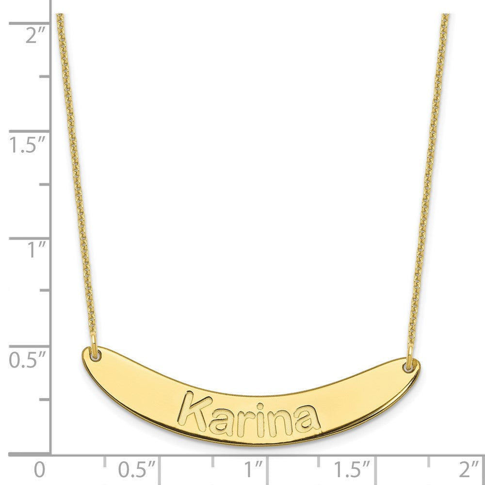 10k Yellow Gold Medium ARIAL ROUNDED Curved Bar Necklace