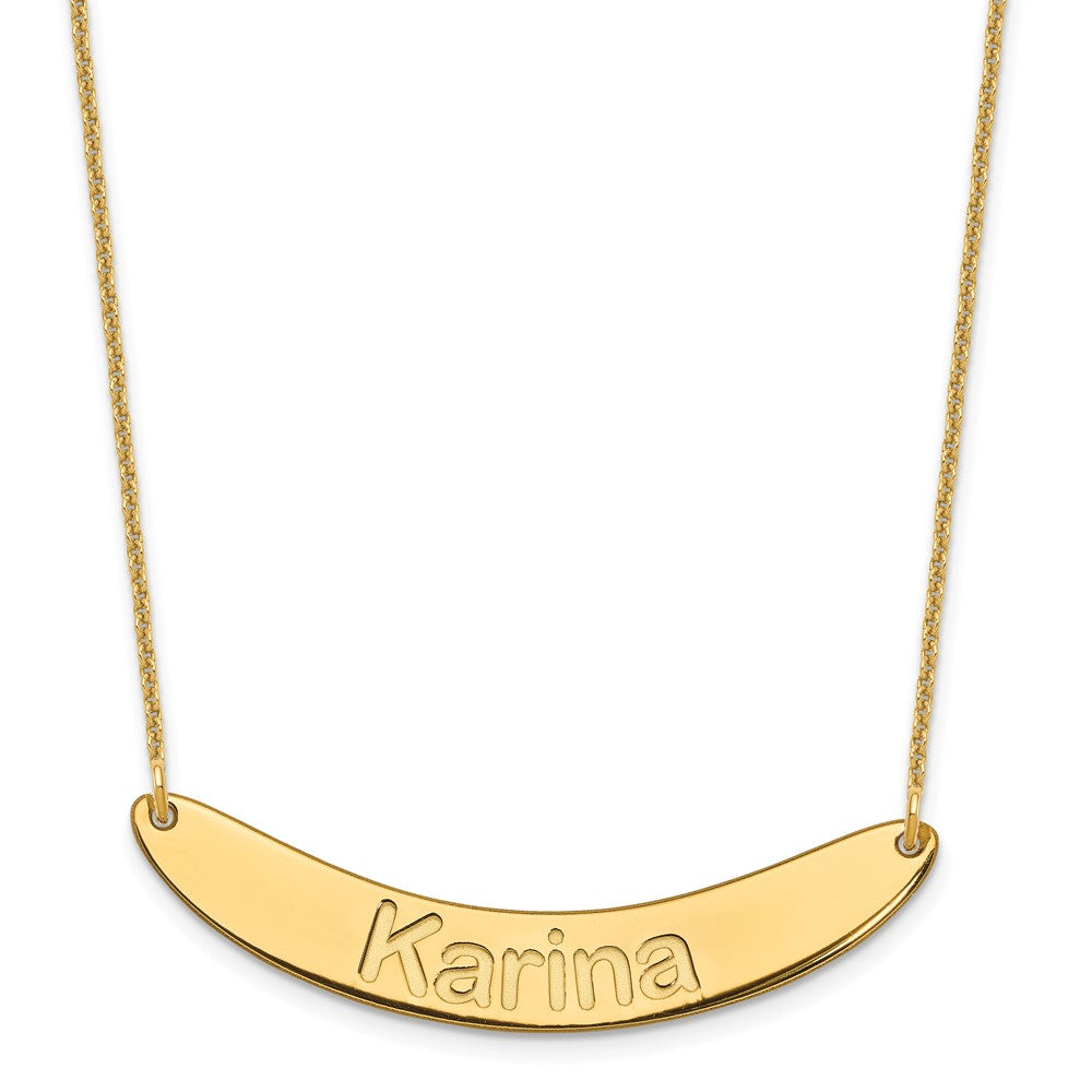 10k Yellow Gold Medium ARIAL ROUNDED Curved Bar Necklace