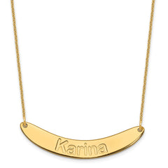 10k Yellow Gold Medium ARIAL ROUNDED Curved Bar Necklace