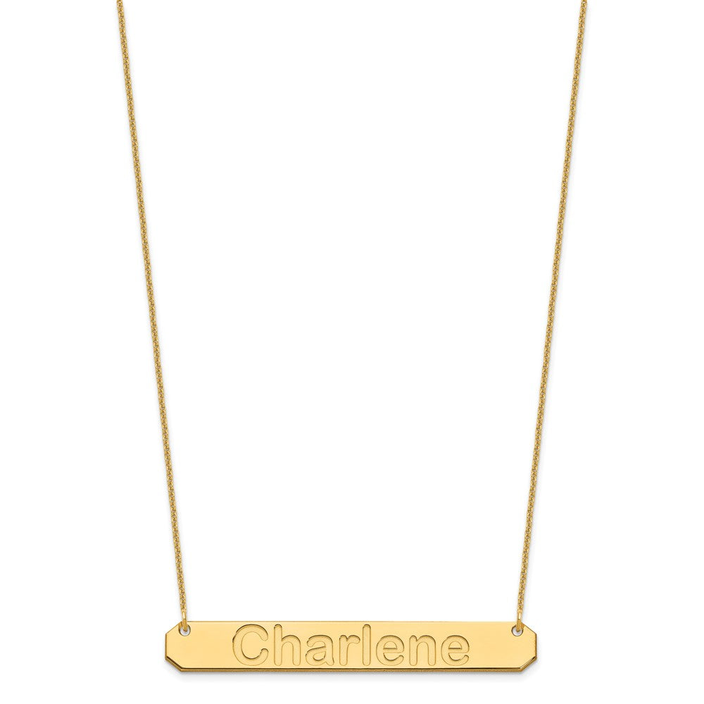 10k Yellow Gold Large ARIAL ROUNDED Bar Necklace