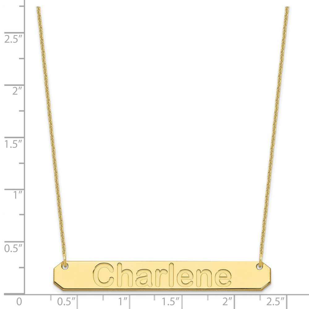 10k Yellow Gold Large ARIAL ROUNDED Bar Necklace