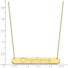 10k Yellow Gold Large ARIAL ROUNDED Bar Necklace