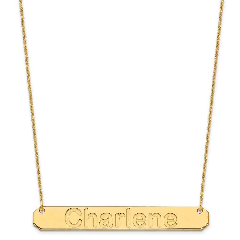 10k Yellow Gold Large ARIAL ROUNDED Bar Necklace