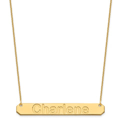 10k Yellow Gold Large ARIAL ROUNDED Bar Necklace
