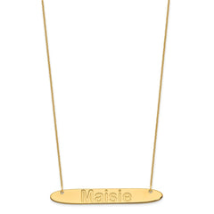 10K Large Polished Oblong Arial Rounded Bar Necklace