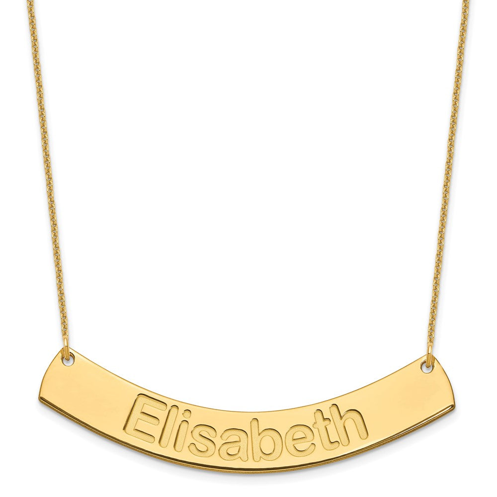 10k Yellow Gold Large ARIAL ROUNDED Curved Bar Necklace