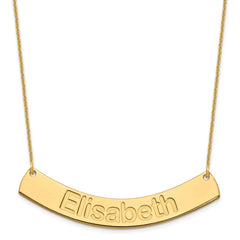 10k Yellow Gold Large ARIAL ROUNDED Curved Bar Necklace