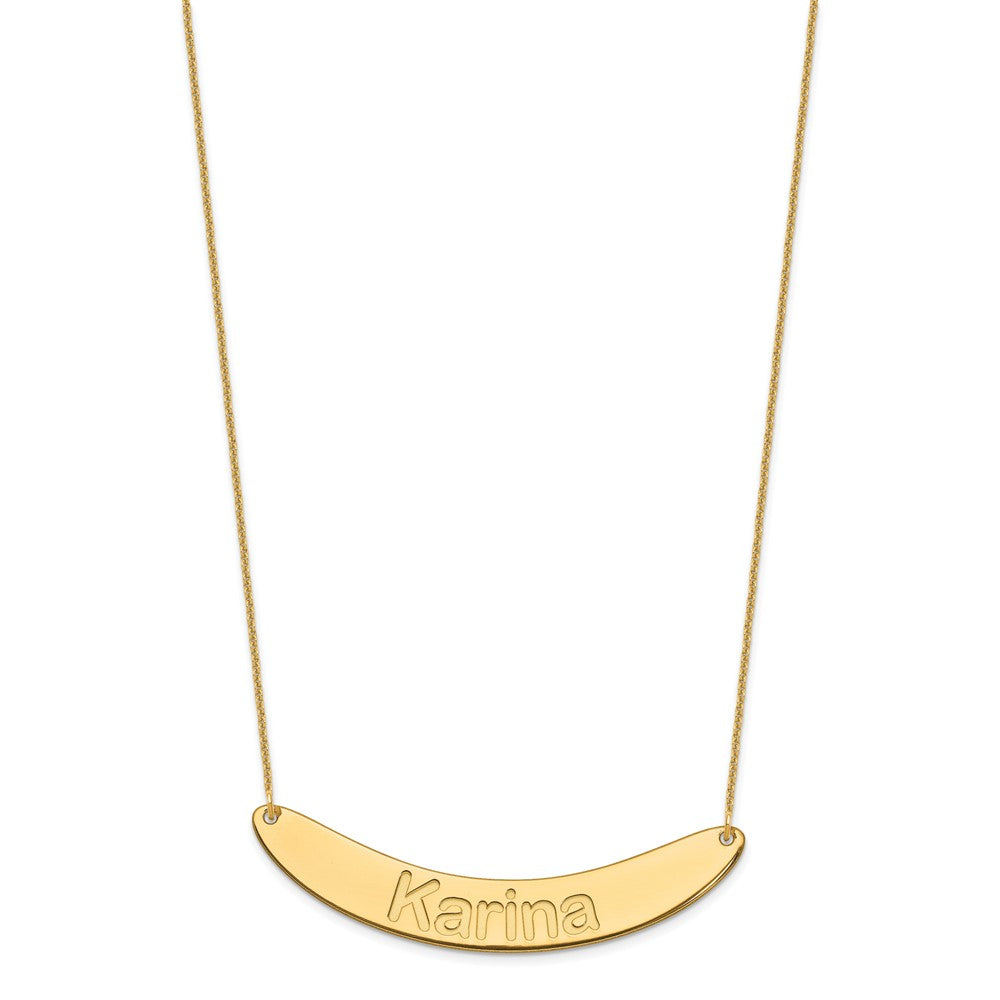 10k Yellow Gold Large ARIAL ROUNDED Curved Bar Necklace