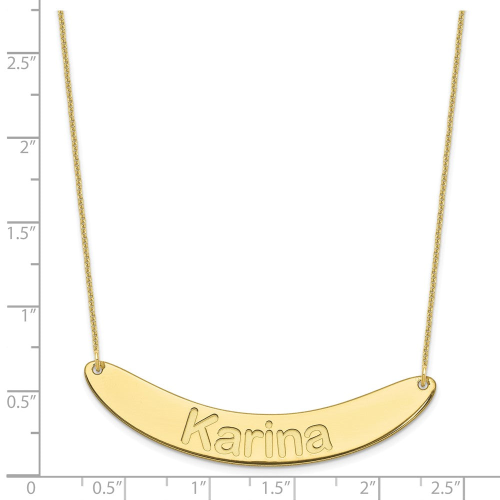 10k Yellow Gold Large ARIAL ROUNDED Curved Bar Necklace