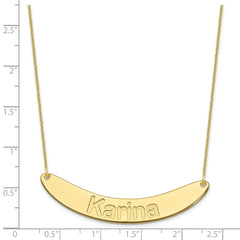 10k Yellow Gold Large ARIAL ROUNDED Curved Bar Necklace