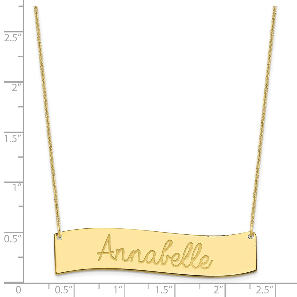 10k Yellow Gold Medium  ALWAYS IN MY HEART Curved Bar Necklace