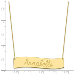 10k Yellow Gold Medium  ALWAYS IN MY HEART Curved Bar Necklace