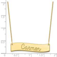 10k Yellow Gold Medium  ALWAYS IN MY HEART Curved Bar Necklace