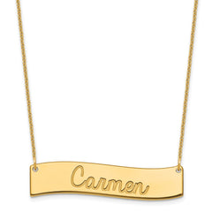 10k Yellow Gold Medium  ALWAYS IN MY HEART Curved Bar Necklace - 2