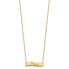 10k Yellow Gold Small  ALWAYS IN MY HEART Curved Bar Necklace