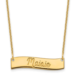 10k Yellow Gold Small  ALWAYS IN MY HEART Curved Bar Necklace