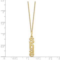 10k Yellow Gold Brushed Vertical 1 Name Charm Necklace