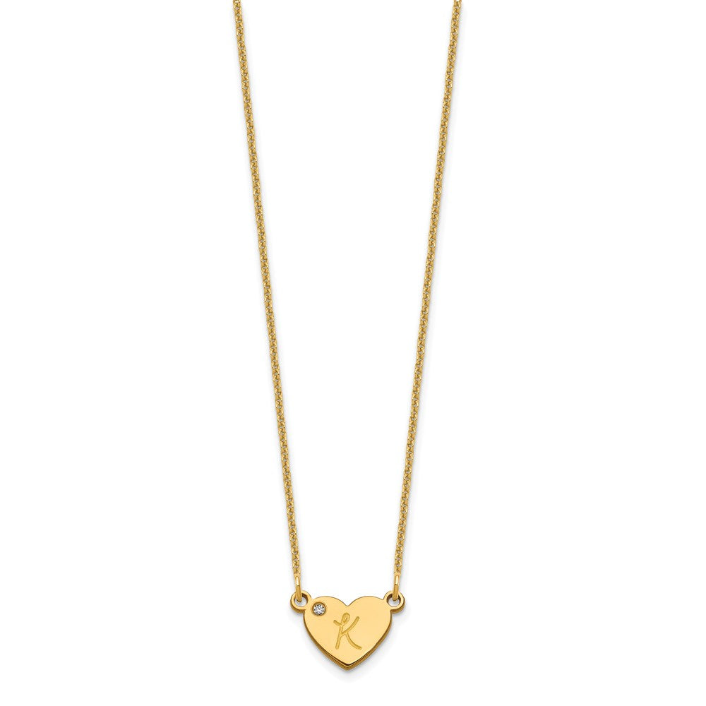 10k Yellow Gold Initial Heart with Diamond Necklace