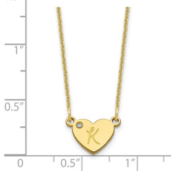 10k Yellow Gold Initial Heart with Diamond Necklace