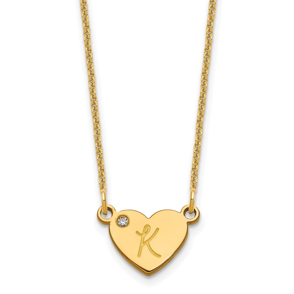 10k Yellow Gold Initial Heart with Diamond Necklace