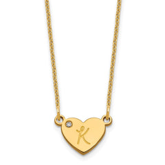 10k Yellow Gold Initial Heart with Diamond Necklace