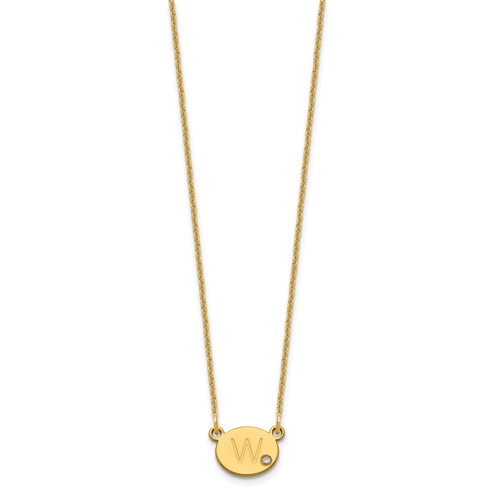 10k Yellow Gold Oval Initial with Diamond Necklace