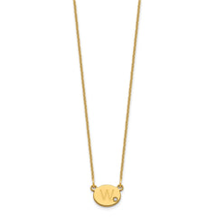 10k Yellow Gold Oval Initial with Diamond Necklace