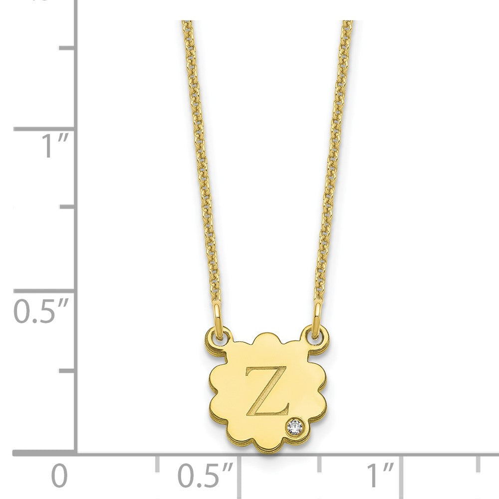 10KY Initial Flower with Diamond Necklace