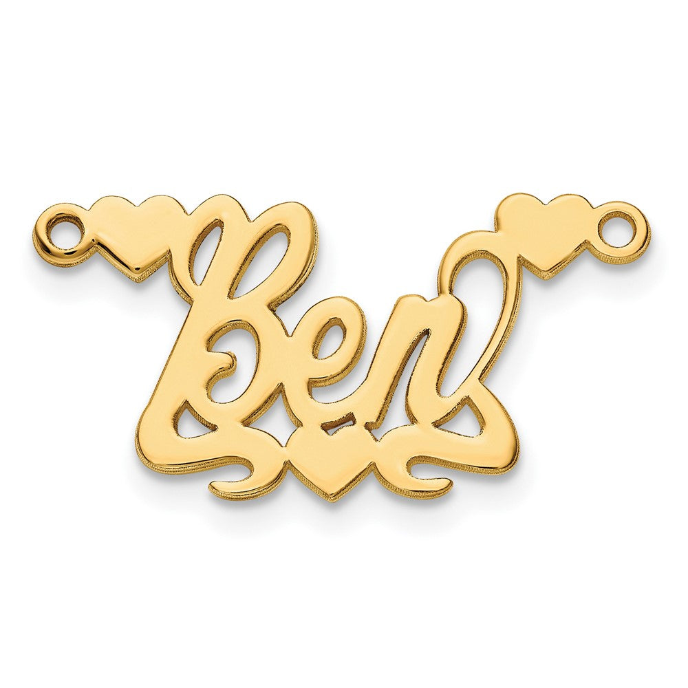 10k Yellow Gold Polished Hearts Name Plate