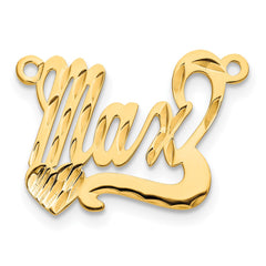10k Yellow Gold Diamond-cut Heart Name Plate