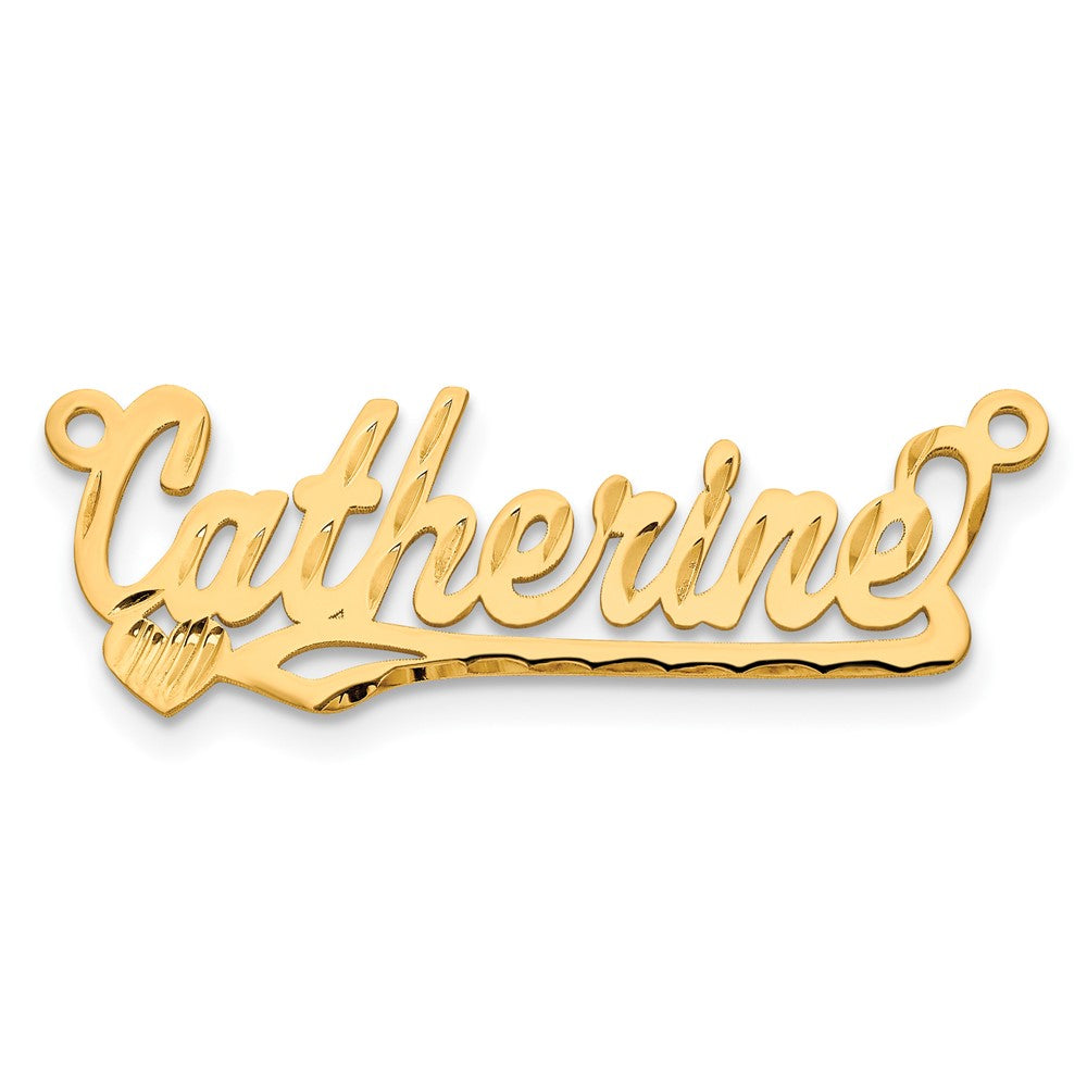 10k Yellow Gold Diamond-cut Heart Name Plate
