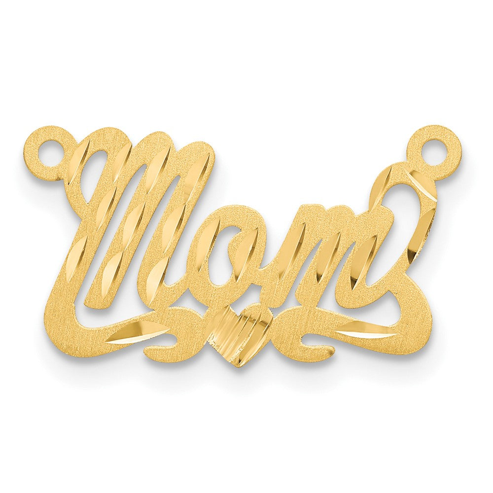 10k Yellow Gold Satin Diamond-cut Heart Name Plate