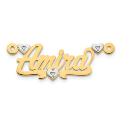 10k Two-tone 3D with Hearts Diamond Name Plate - 2
