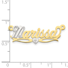 10k Two-tone 3D with Heart Diamond Name Plate