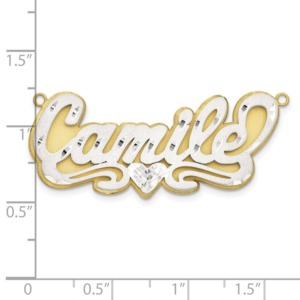 10k 3D Two-tone Satin Diamond-cut Name Plate