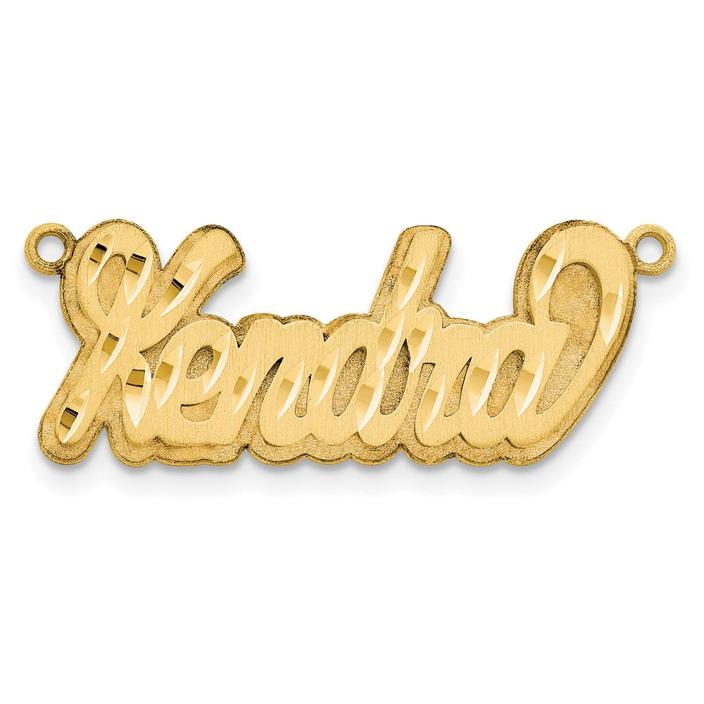 10k Yellow Gold 3D Satin Diamond-cut Name Plate