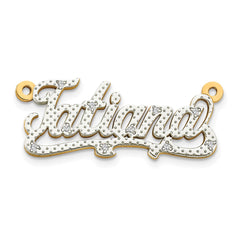 10k Yellow Gold and Rhodium 3D Diamond Name Plate - 4