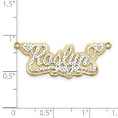 10k Yellow Gold and Rhodium 3D Diamond Name Plate