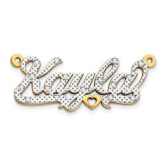10k Yellow Gold and Rhodium 3D Diamond Name Plate - 7