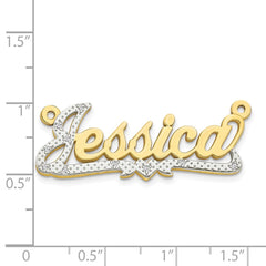 10k Yellow Gold and Rhodium 3D Diamond Name Plate - 2