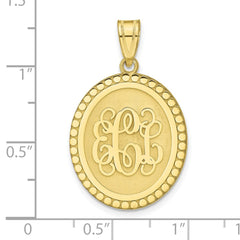 10KY Brushed with Beaded Border Monogram Pendant