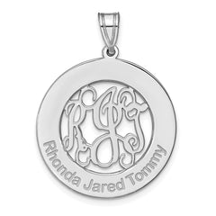 10k White Gold Round Family Monogram Pendant