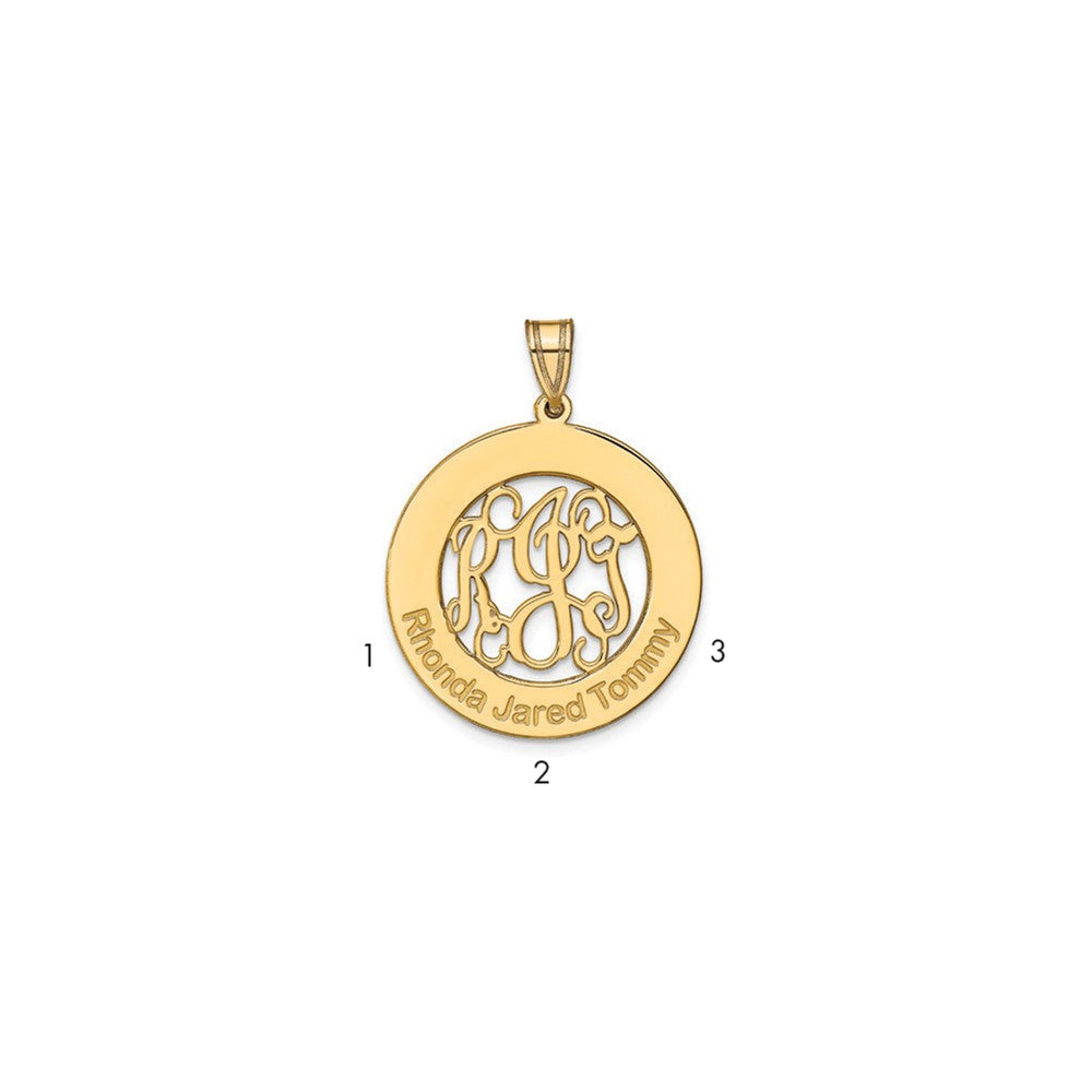 10k Yellow Gold Round Family Monogram Pendant